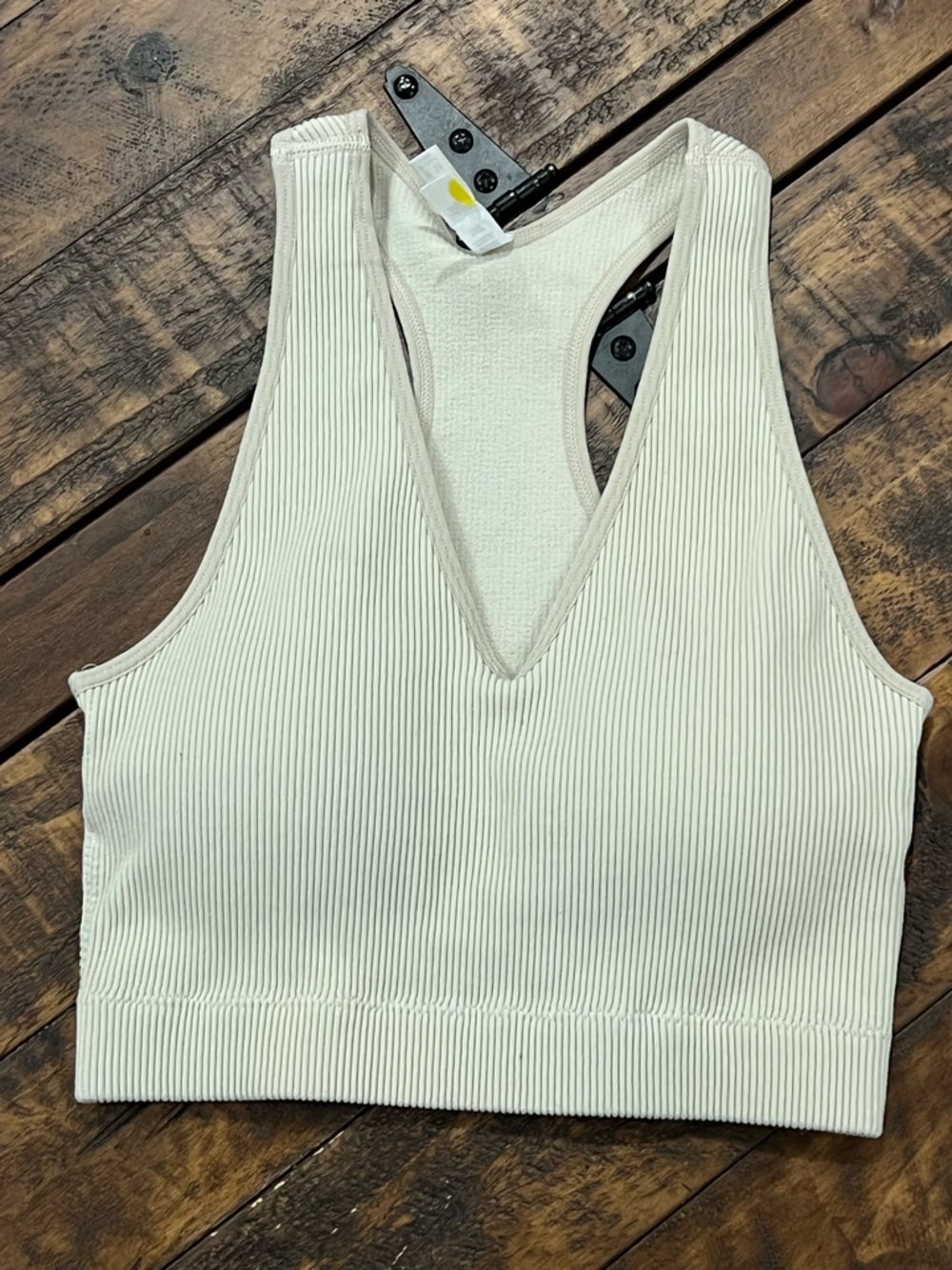 Zenana ribbed raced back cropped tank -Lt beige